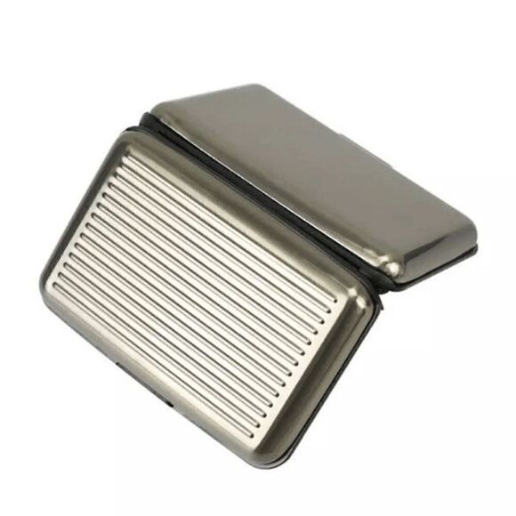 Silver RFID Blocking Credit Card Holder Case Anti Scan Unisex Wallet - Picture 4 of 5